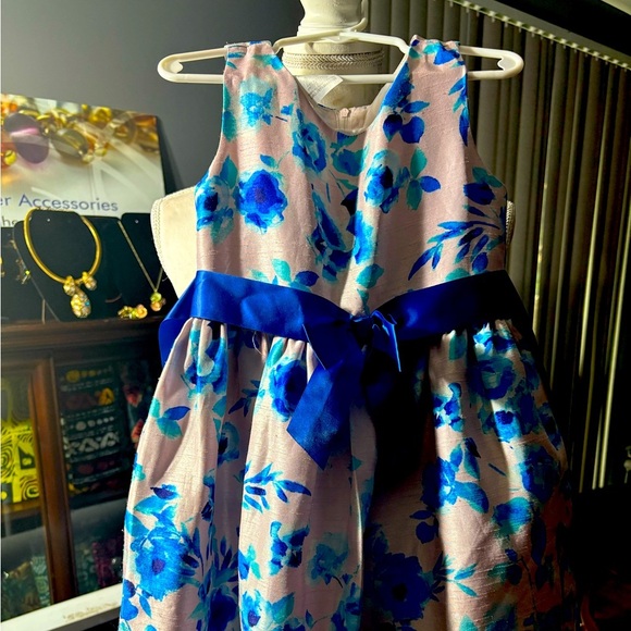 Bonnie Jean Girl Pink Blue Flower Special Occasion Dress Size 5 Preowned - Picture 1 of 6